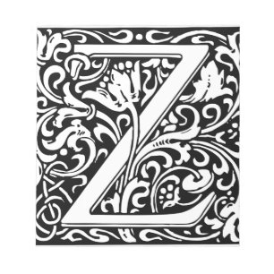 Bloc De Notas Letra Z Monograma medieval Vintage inicial