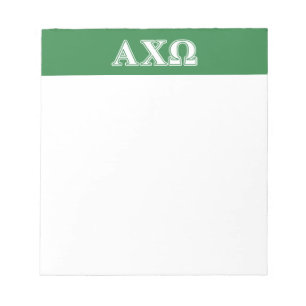 Bloc De Notas Letras blancas y verdes de Alphi Chi Omega
