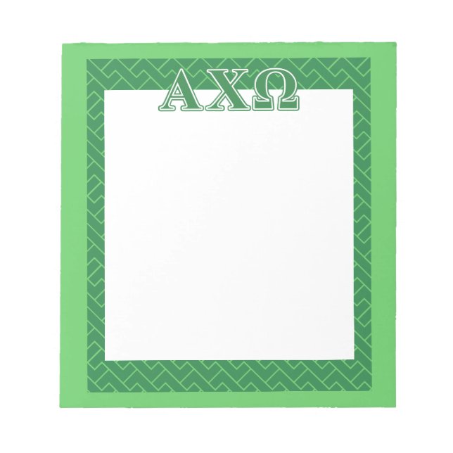 Bloc De Notas Letras verdes Alphi Chi Omega (Frente)