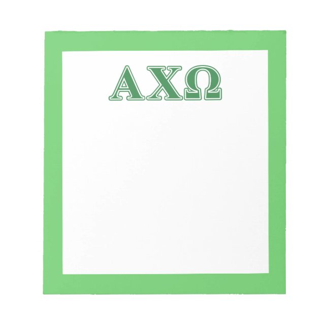 Bloc De Notas Letras verdes de Alpha Chi Omega (Frente)