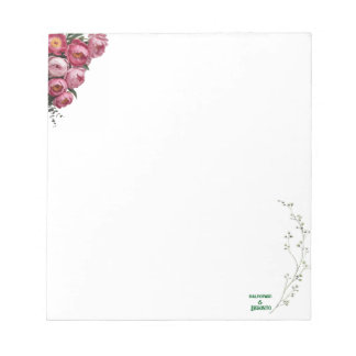 Bloc De Notas Letrero de bienvenida de boda floral rosa elegante
