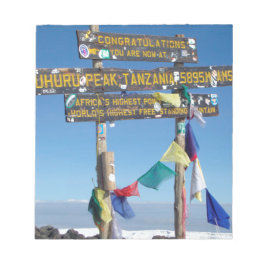 Bloc De Notas Letrero en la cima del Kilimanjaro Kenia