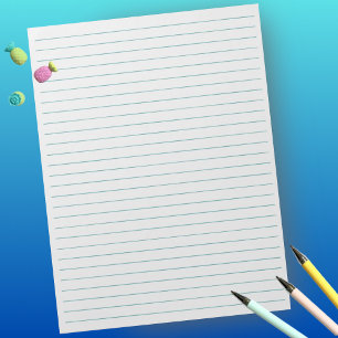 Bloc De Notas Letter Size 8.5" x 11"  Teal Lines Wide Ruled