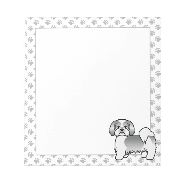 Bloc De Notas Lhasa Apso blanco y plateado perro de dibujos anim (Frente)