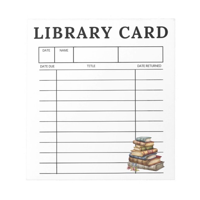 Bloc De Notas Library Card Vintage Books (Frente)