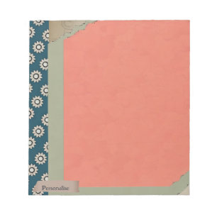 Bloc De Notas Libro de Naranja verde floral de papel desgarrado