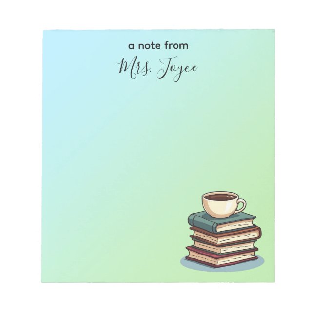 Bloc De Notas Libros y aprecio del profesor Personalizado de caf (Frente)