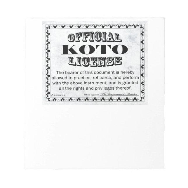 Bloc De Notas Licencia de Koto (Frente)
