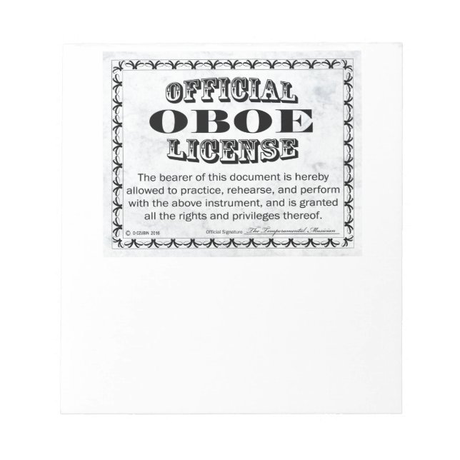 Bloc De Notas Licencia Oboe (Frente)
