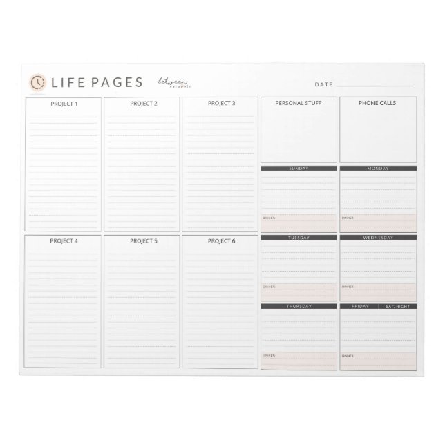 Bloc De Notas LIFE PAGES Planner by Between Carpool (Frente)