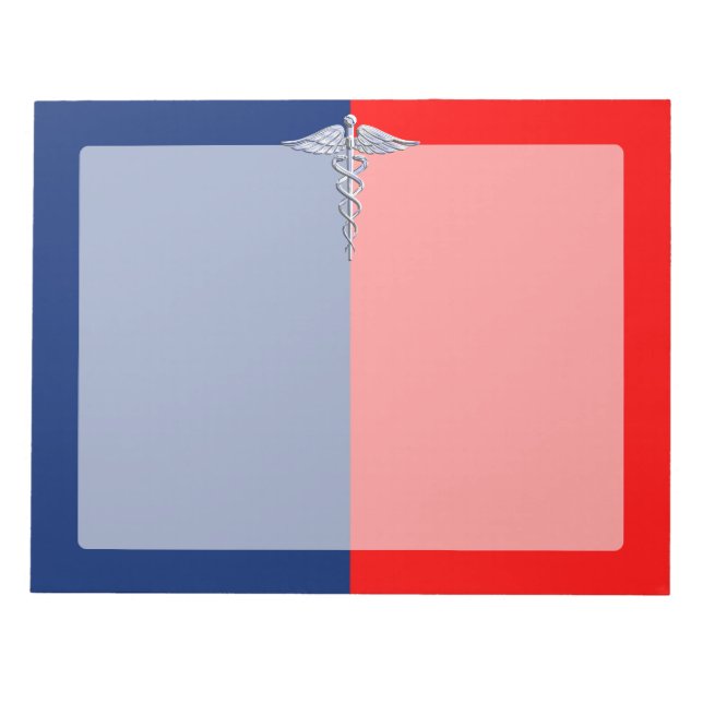 Bloc De Notas Liga de Simbolos Médicos de Plata Caduceus (Frente)