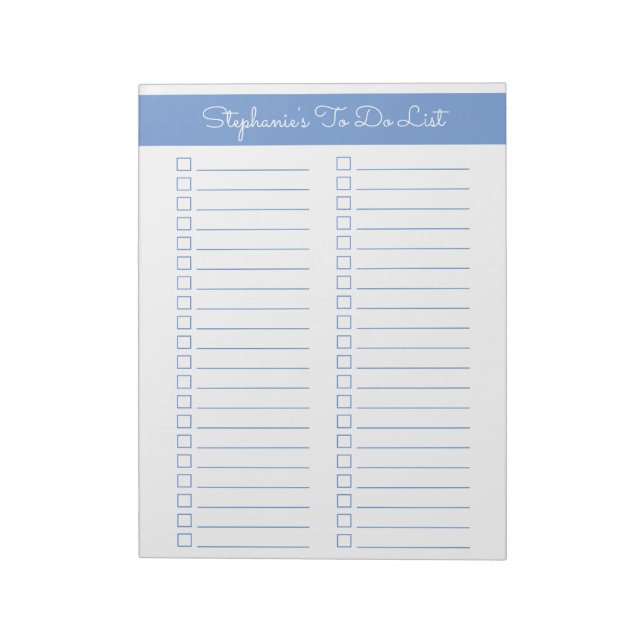 Bloc De Notas Light Blue Vertical 8.5x11 Two Column Checklist (Lado Izquierdo)