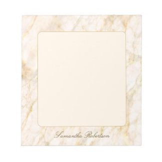 Bloc De Notas Light Pink Gold Brown Elegant Marble Custom Name