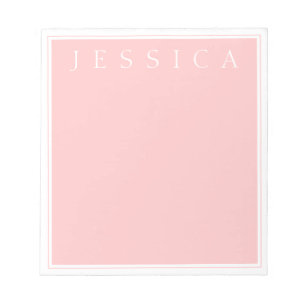 Bloc De Notas Light Rose Pink Your Name in White