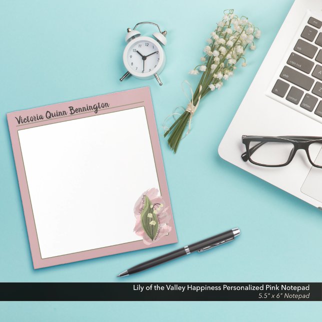 Bloc De Notas Lily del Valle Felicidad Rosa Personalizada (Lily of the Valley: A Return to Happiness Personalized Pink Notepad)