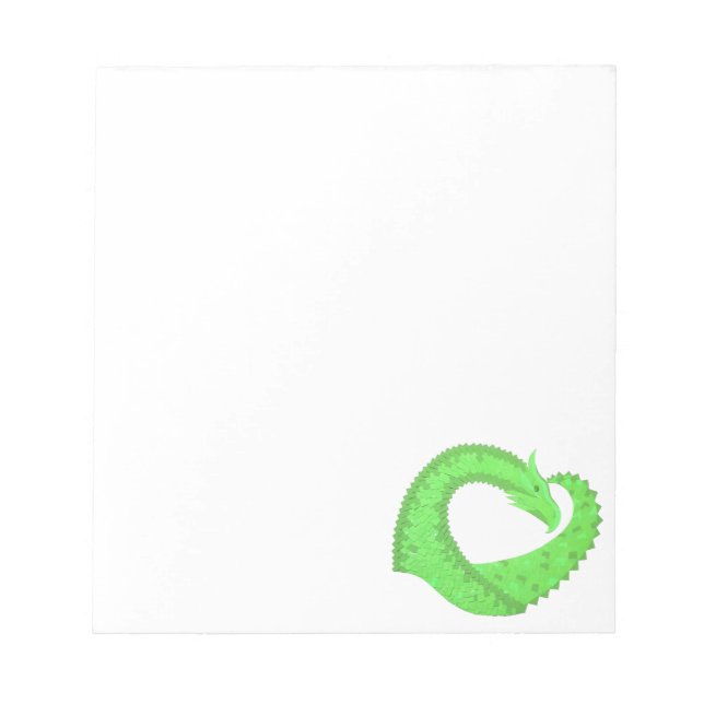 Bloc De Notas Lime dragón de corazón verde sobre blanco (Frente)