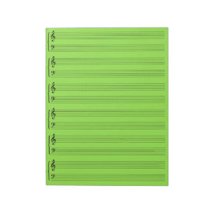 Bloc De Notas Lime Green Music Paper