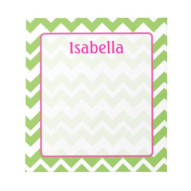 Bloc De Notas Lime y Chevron rosa Zigzag Notepad (Frente)