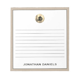 Bloc De Notas Linaje Beige Personalizado Monograma En Línea