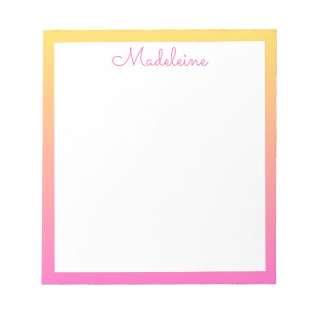 Bloc De Notas Lindo borde degradado de amarillo pastel y rosa (Frente)