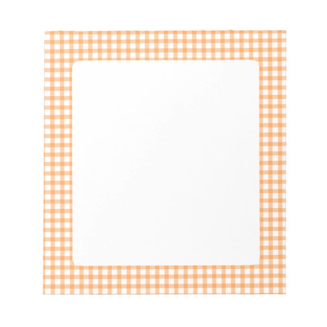 Bloc De Notas Lindo patrón de gingham a cuadros naranja retro (Frente)