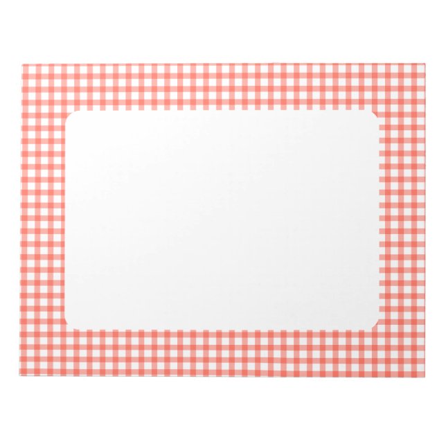 Bloc De Notas Lindo patrón de gingham a cuadros rojo retro (Frente)