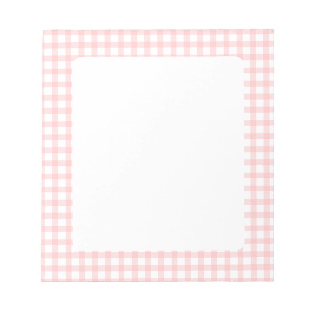 Bloc De Notas Lindo patrón de gingham a cuadros rosados retro (Frente)