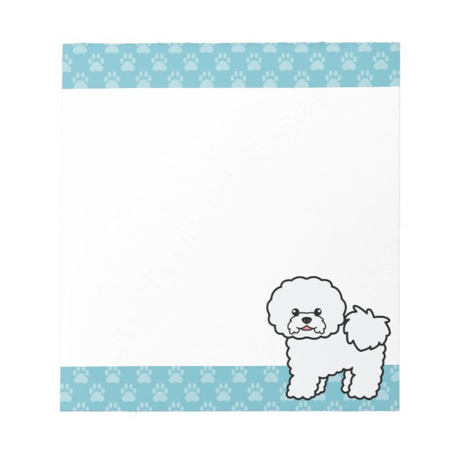 Bloc De Notas Lindo perro Bichon Frise de dibujos animados (Frente)