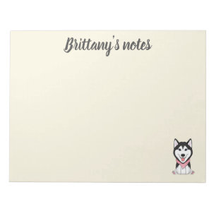 Bloc De Notas Lindo perro husky blanco y negro