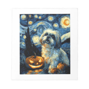 Bloc De Notas Lindo perro Shih Tzu de Halloween Jack O Linterna 
