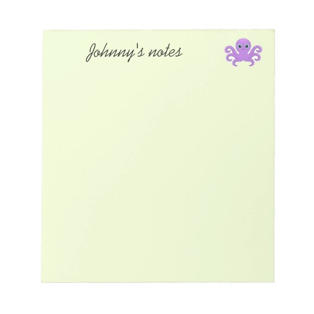 Bloc De Notas Lindo pulpo morado verde (Frente)