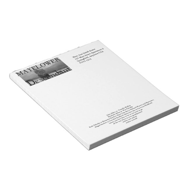 Bloc De Notas Línea de Ancestores Mayflower personalizado (Lado Derecho)