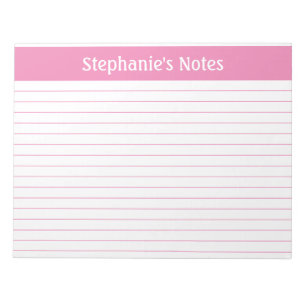 Bloc De Notas Lineado rosa claro 11 x 8.5 Panorama personalizado