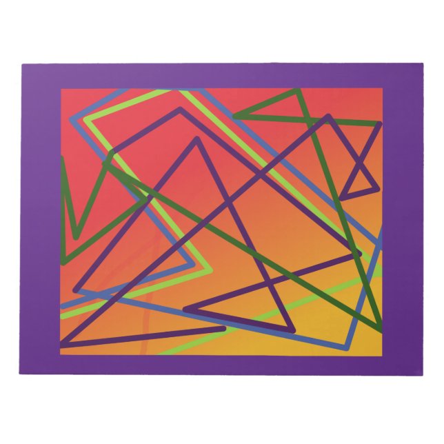 Bloc De Notas Líneas brillantes en diseño caprichoso naranja y r (Frente)