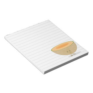 Bloc De Notas Líneas de gris blanco cantaloupe sonriente