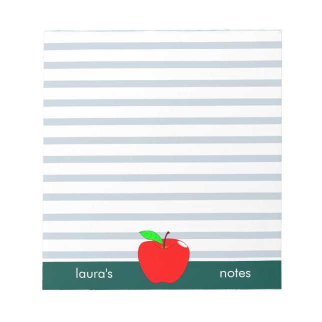 Bloc De Notas Líneas verdes personalizadas del profesor de Apple (Frente)
