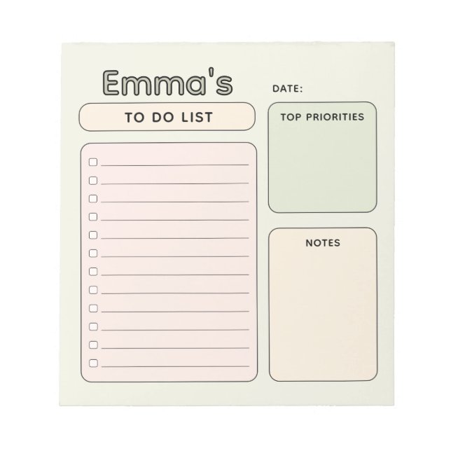 Bloc De Notas Lista completa de Personalizables modernos (Frente)