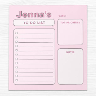 Bloc De Notas Lista completa de Personalizables rosados