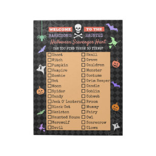 Bloc De Notas Lista de caza de esclavos para niños de Halloween