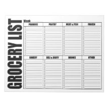 Lista de cheques de compra de comestibles