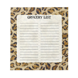Bloc De Notas Lista de compras arte de impresión de Leopardo neg