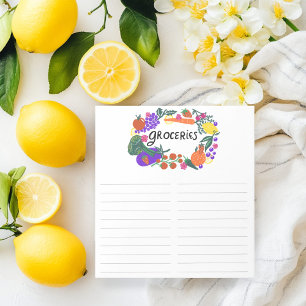 Bloc De Notas Lista de compras de Ilustraciones de frutas y hort
