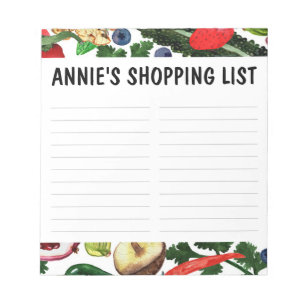 Bloc De Notas Lista de compras de productos de consumo de frutas
