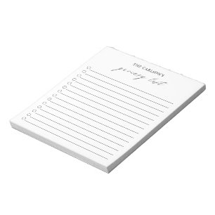 Bloc De Notas Lista de Compras Elegante en Blanco y Negro Modern