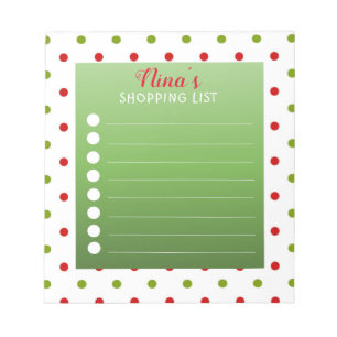 Bloc De Notas Lista de compras personalizada de puntos de polka 