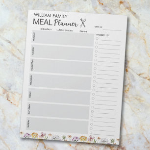 Bloc De Notas Lista de Compras Planificador de Comidas Jardín de