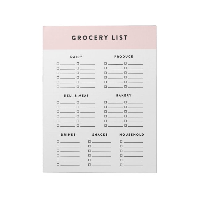 Bloc De Notas Lista de Compras Rosa (Lado Izquierdo)