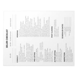 BLOC DE NOTAS LISTA DE COMPROBACIÓN DEL VENDEDOR PARA LOS REALIS