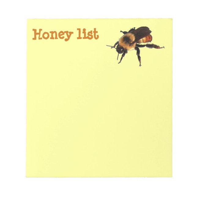 Bloc De Notas Lista de miel con abeja (Frente)