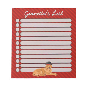 Bloc De Notas Lista de perros Gorras negros de Golden Retriever